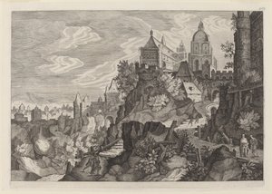 Paysage rocheux en Bohême - Aegidius Sadeler II after Pieter Stevens