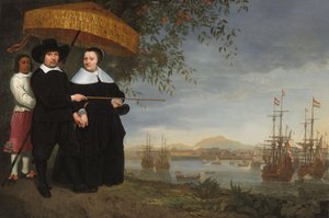 Marchand principal de la VOC avec sa femme et un serviteur esclave