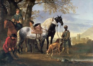 Chasseurs arrêtés, vers 1650