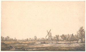 Paysage avec un moulin