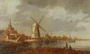 Scène fluviale avec vue sur Dordrecht - Aelbert Cuyp