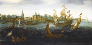 Navires au large de IJsselmonde - Aert Anthoniszoon