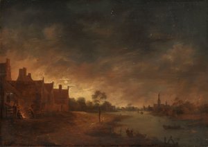 Vue de rivière au clair de lune