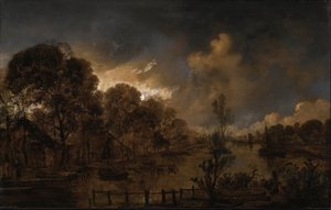 Un canal au clair de lune - Aert van der Neer