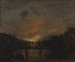 Incendie à Amsterdam la nuit - Aert van der Neer