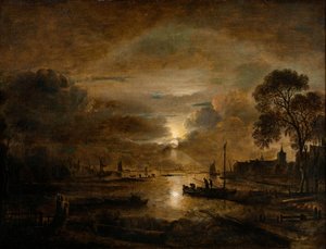 Clair de lune sur une rivière hollandaise, vers 1650