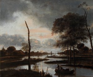 Vue de rivière : Soir