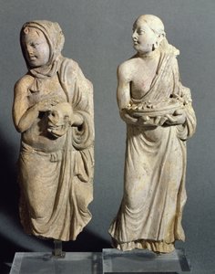 Deux statuettes de moines debout, de Hadda, 1er-4e siècle