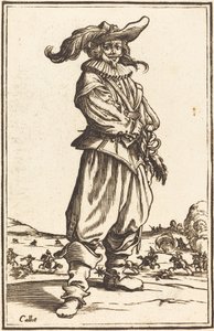 Soldat avec chapeau à plumes - After Jacques Callot