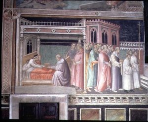 Le Miracle de la Ceinture Sacrée, (détail) du cycle de La Vie de la Vierge et Légende de la Ceinture Sacrée, de la Chapelle de la Sacra Cintola