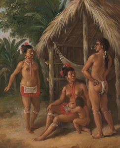 Une Famille Carib des Îles Sous-le-Vent devant une Hutte - Agostino Brunias