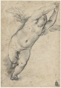 Putto volant avec bras levés - Agostino Carracci (attributed to)