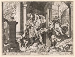 Énée et sa famille fuyant Troie