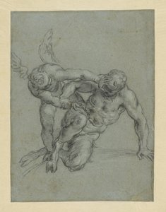 Cupidon maîtrisant Pan (recto) ; Tête de moine ; Caricature d