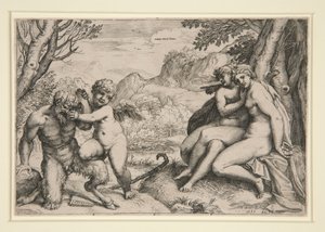 Pan Subjugué par Cupidon - Agostino Carracci