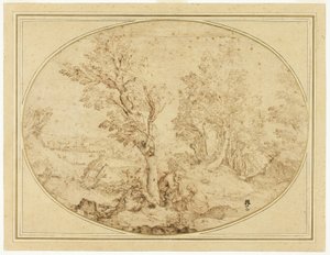 Repos pendant la fuite en Égypte - Agostino Carracci