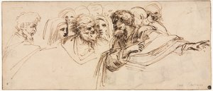 Étude de têtes recto, 2e moitié des années 1500 - Agostino Carracci