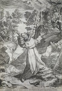 La stigmatisation de Saint François sur le mont La Verna (1224) - Agostino Carracci