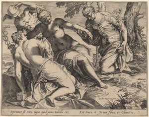 Mercure et les Trois Grâces - Agostino Carracci after Jacopo Tintoretto
