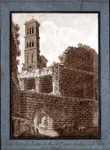 Le temple de Mars au forum de Rome, vers 1800 - Agostino Tofanelli