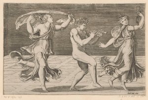 Satyre et ménades dansant