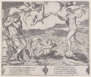 Éros dans la mer, ca. 1514-36 - Agostino Veneziano