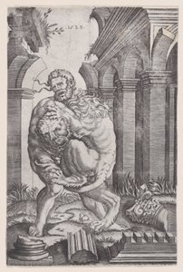 Hercule étranglant le lion de Némée, daté de 1528