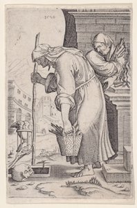Vieille femme approchant de la tombe, daté de 1528 - Agostino Veneziano
