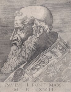 Pape Paul III, tête nue, daté de 1534 - Agostino Veneziano