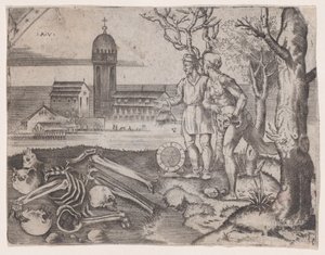 Deux hommes au cimetière, vers 1514-36 - Agostino Veneziano
