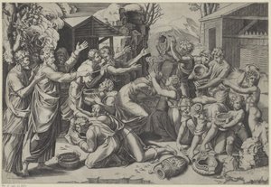 La collecte de la manne - Agostino Veneziano