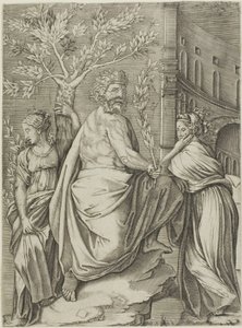 Homme Sous un Arbre de Laurier - Agostino dei Musi