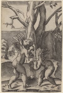 Deux amours - Agostino dei Musi after Raphael