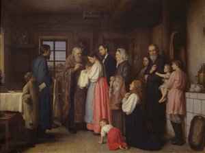 Le baptême, 1873 - Akim Egorovich Karneev