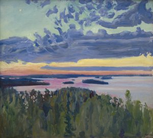 Coucher de soleil sur un lac - Akseli Gallen Kallela