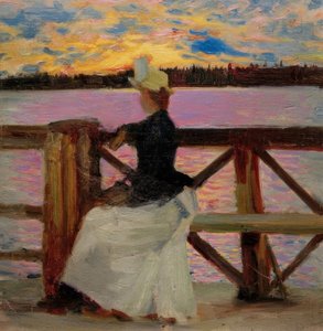 Marie Gallén sur le pont de Kuhmoniemi