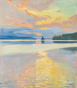 Coucher de soleil sur le lac Ruovesi, vers 1915 - Akseli Valdemar Gallen Kallela