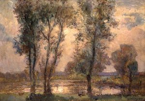 Près du lac - Albert Charles Lebourg