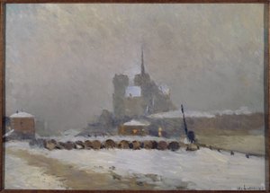 Notre-Dame de Paris, effet de neige, soir - Albert Charles Lebourg