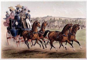 Diligence, le retour des courses. Gravure par Albert Adam (1833-?) 19ème siècle - Albert Adam