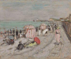 Sur la plage (huile sur papier posée sur carton)