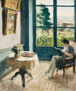 The Salon at Laudin ; Le Salon a Laudin, vers 1930 (huile sur carton)