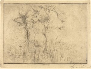 Ève de dos devant le pommier - Albert Besnard