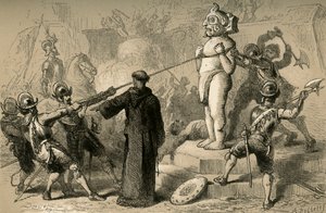 Espagnols détruisant des idoles mexicaines, 1877