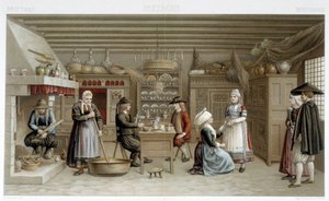 Costumes bretons et intérieur du XIXe siècle - dans « Le costume ancien et historique » par Racinet - Albert Charles August Racinet