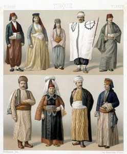 Costumes turcs du 19ème siècle. Illustration dans « Le costume historique » par Racinet - Albert Charles August Racinet