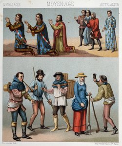 Costumes civils au Moyen Âge - dans « Le costume historique » de Racinet - Albert Charles August Racinet
