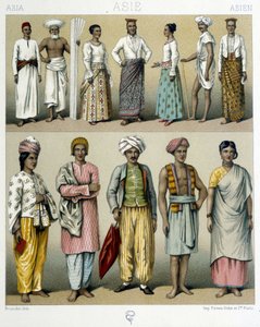 Costumes des Indes - dans « Le costume historique » par Racinet, fin 19ème siècle - Albert Charles August Racinet
