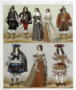 Costumes de la noblesse en France au XVIIIe siècle. Illustration dans « Le costume historique » de Racinet - Albert Charles August Racinet