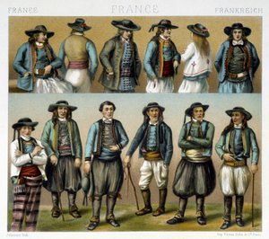 Costumes masculins du Finistère du 19e siècle - dans « Le costume ancien et historique » par Racinet - Albert Charles August Racinet